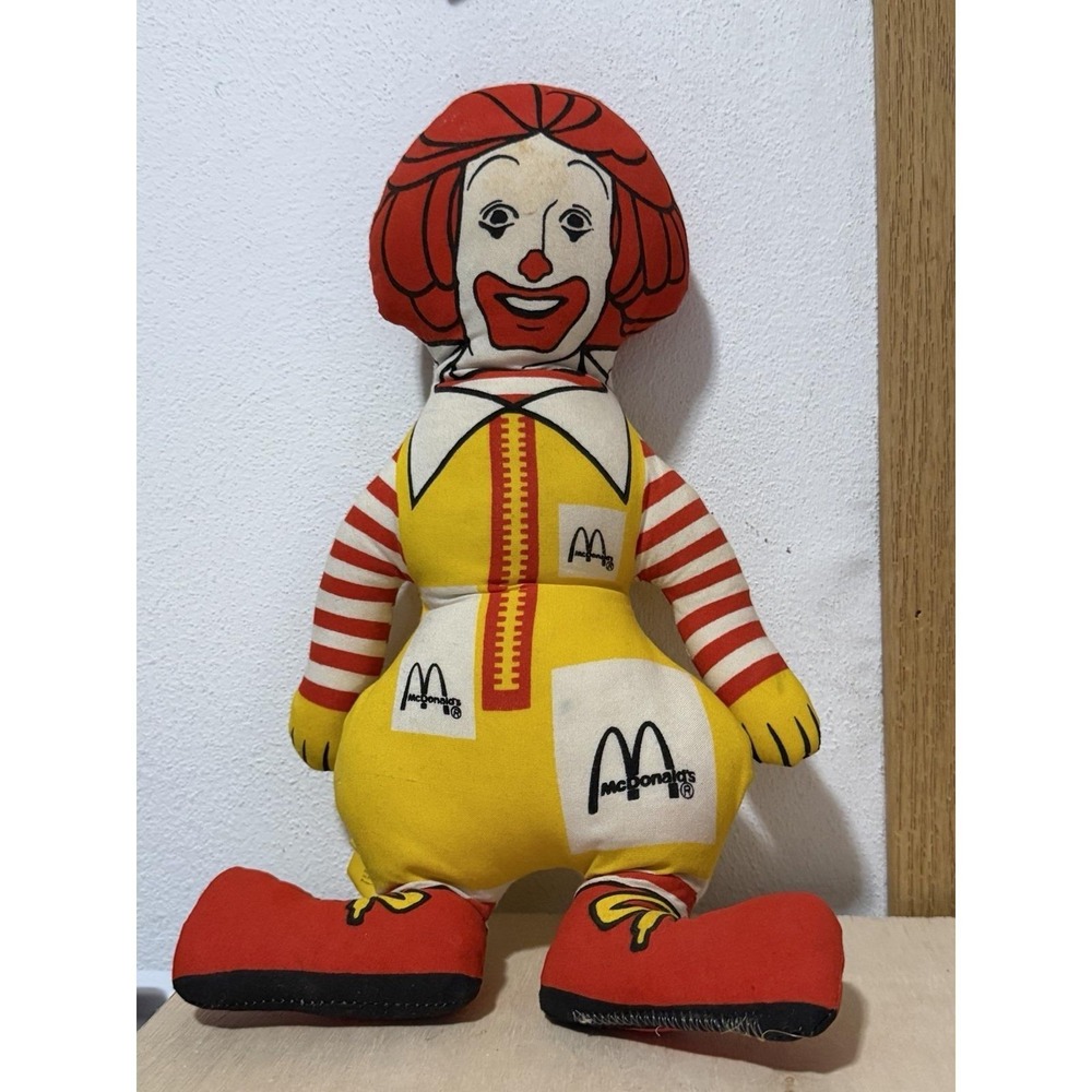 1970's Ronald McDonald Vintage 15" Stuffed Doll Plush McDonalds Fast Food Toy